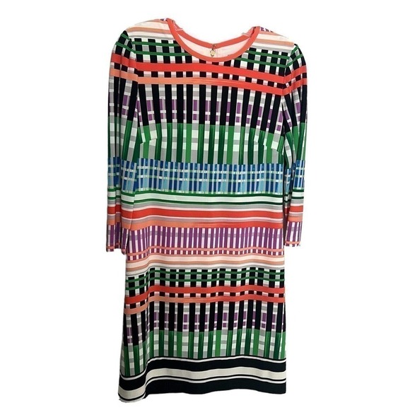 Eliza J Shift Dress Geometric Multicolor Abstract Print Long Sleeve US 4 Small - Picture 1 of 7